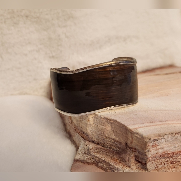 Lia Sophia "Shifting Tide" Brown and Silver slip on cuff - Picture 3 of 6